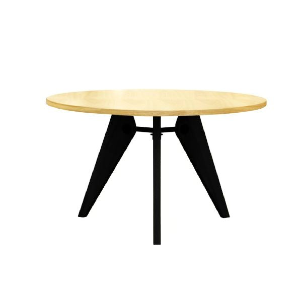 Jean Prouvé Style Gueridon Table D80 cm (Ash / Black Frame) - Nathan Rhodes Design