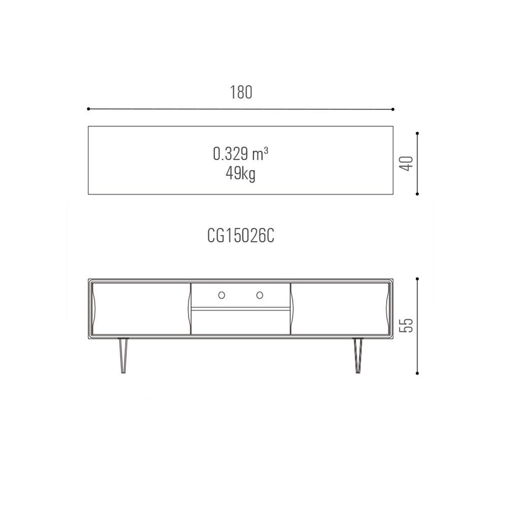 Arne Vodder Style Skandi Entertainment Unit W180cm (Walnut)