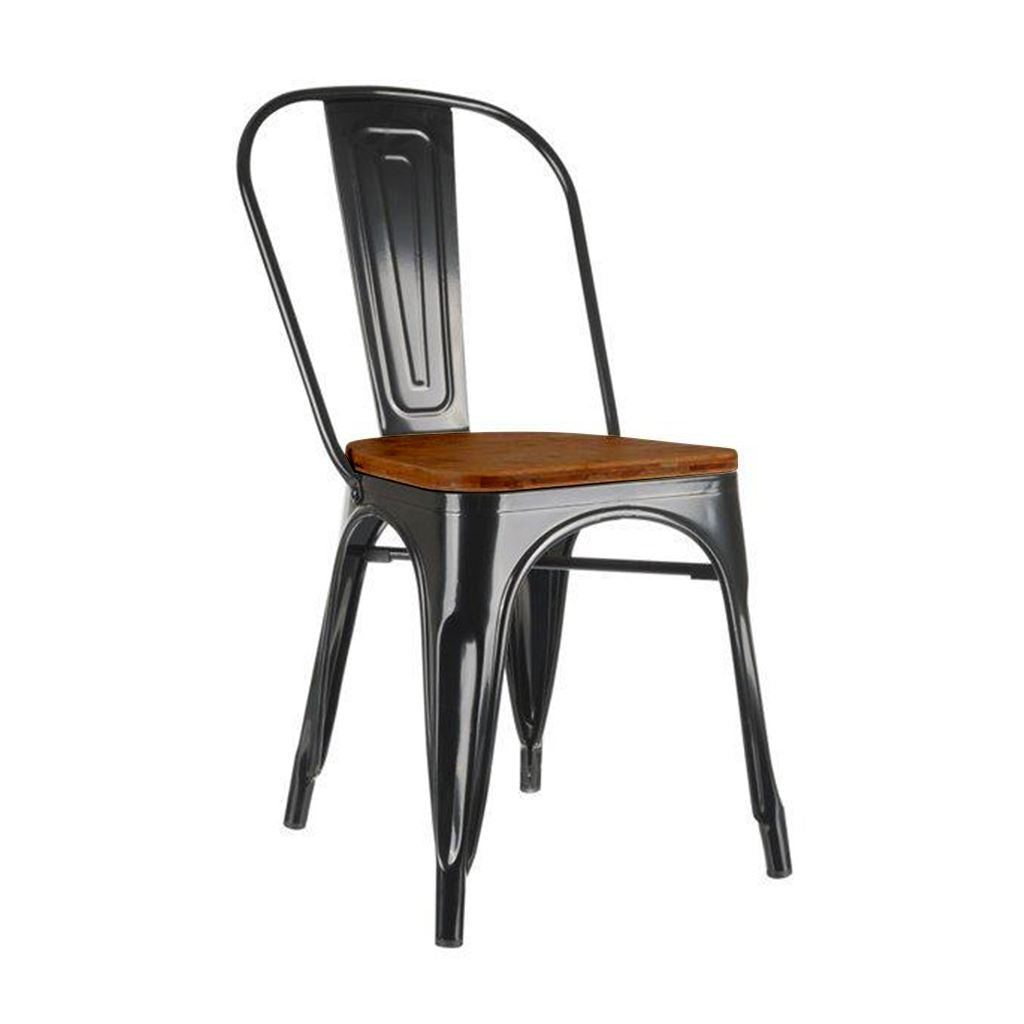 Tolix Side Chair Style (Wood Seat)