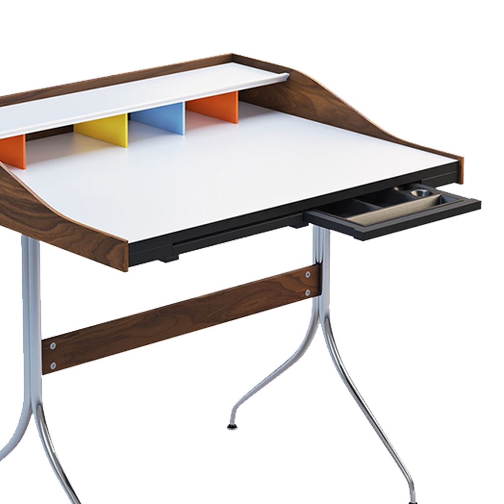 George Nelson Style Swag Leg Desk (Walnut)