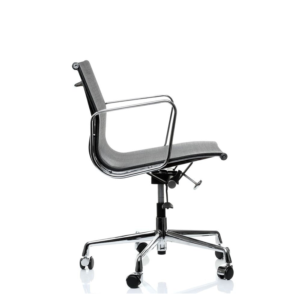 Eames Style Executive Low Back Mesh Office Chair (Mesh Black / Brushed Aluminium Frame)
