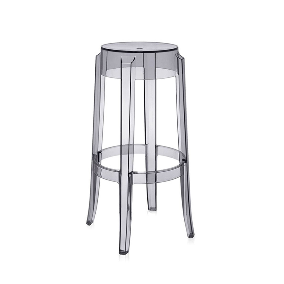Philippe Starck Style Charles Ghost Barstool H76cm. Polycarbonate (Smoke) - Nathan Rhodes Design