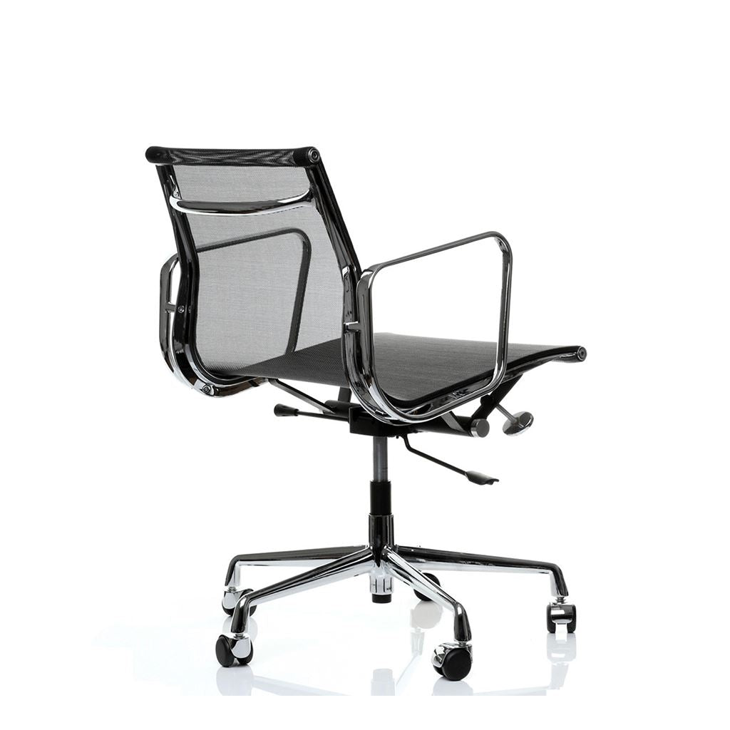 Eames Style Executive Low Back Mesh Office Chair (Mesh Black / Brushed Aluminium Frame)
