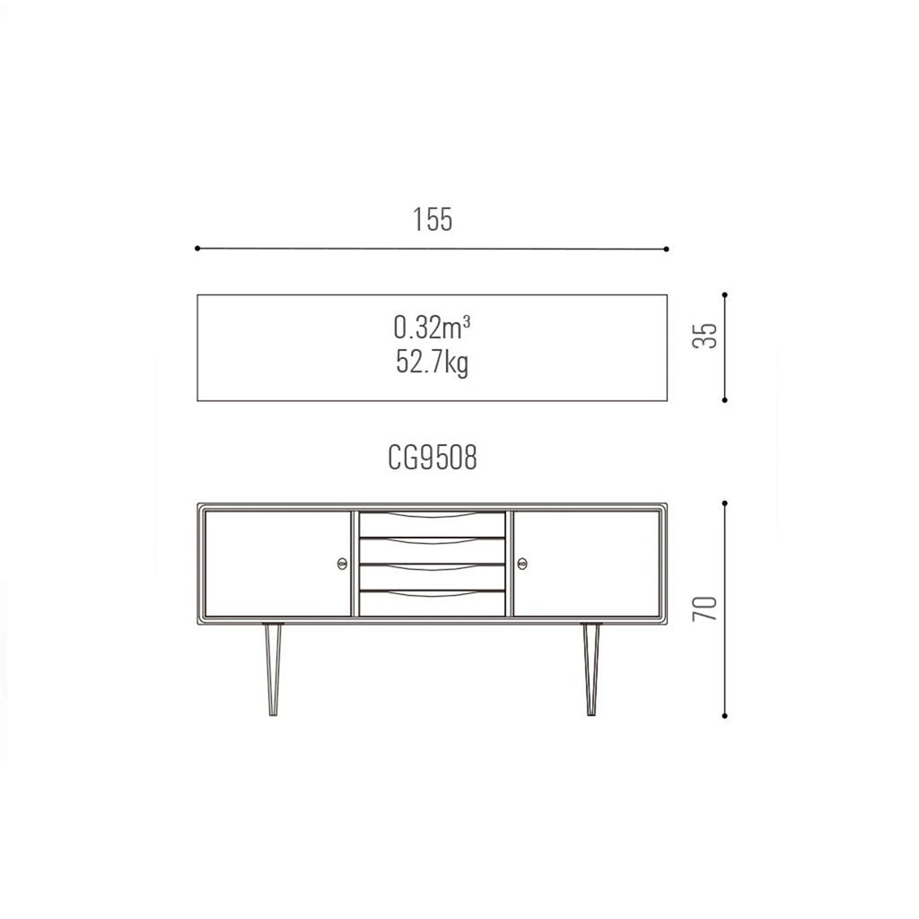 Arne Vodder Style Skandi Retro Sideboard W155cm (Walnut)