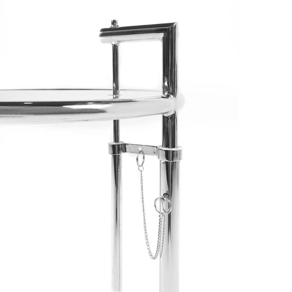 Eileen Grey Style Adjustable Cigarrette Table (Glass / Stainless Leg)