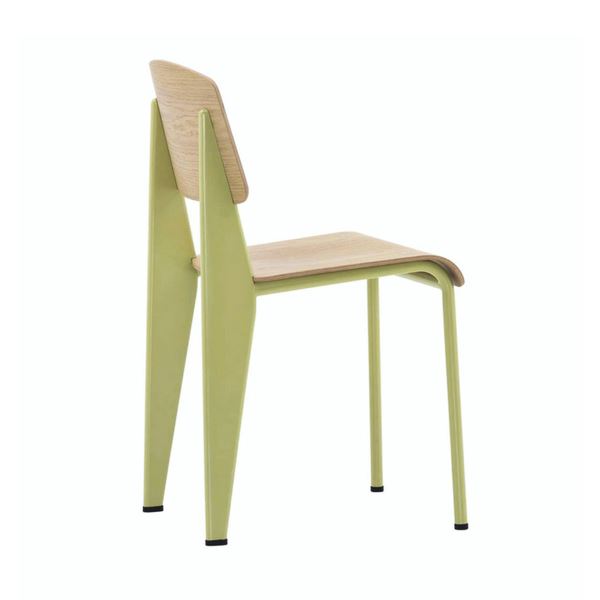Jean Prouvé Standard Style Chair (Oak / Green Frame) - Nathan Rhodes Design