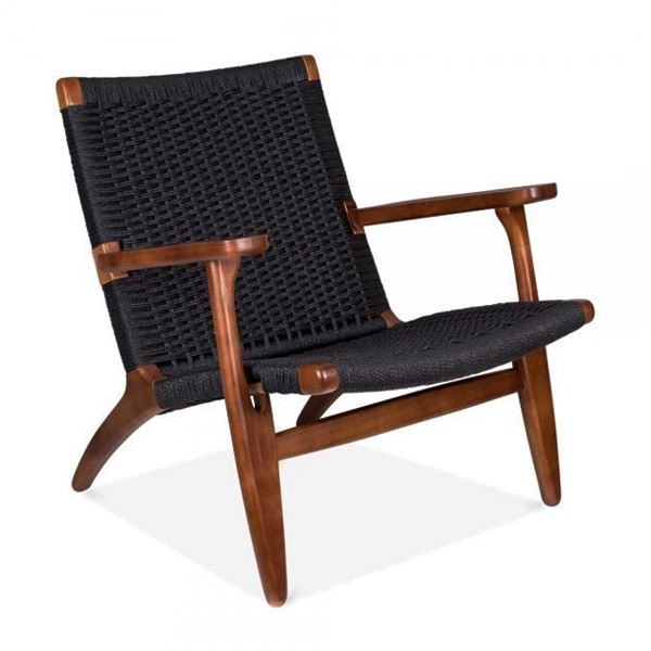 Wegner Style CH25 Chair (Black Cord / Ash Stained in Walnut Frame) - Nathan Rhodes Design