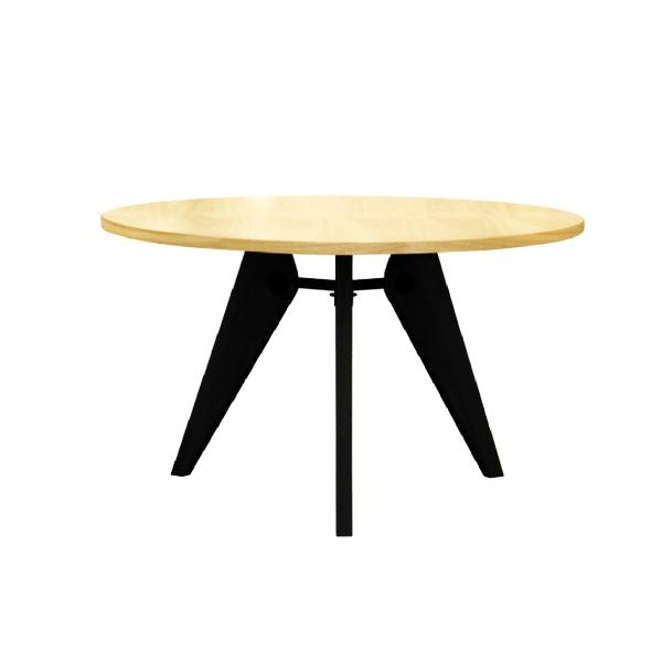 Jean Prouvé Style Gueridon Table D80 cm (Ash / Black Frame) - Nathan Rhodes Design
