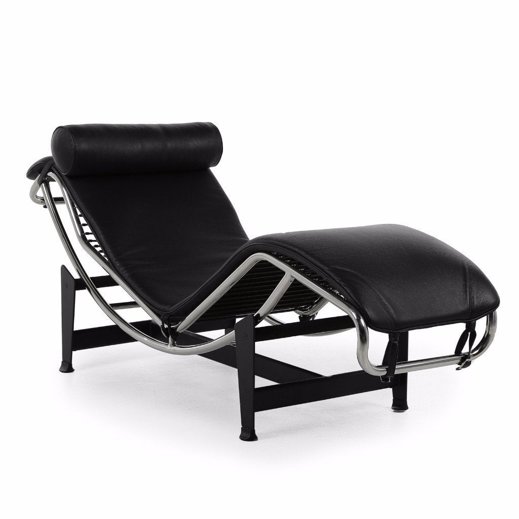 Le Corbusier Chaise Style Lounge Chair (Black Leather) - Nathan Rhodes Design