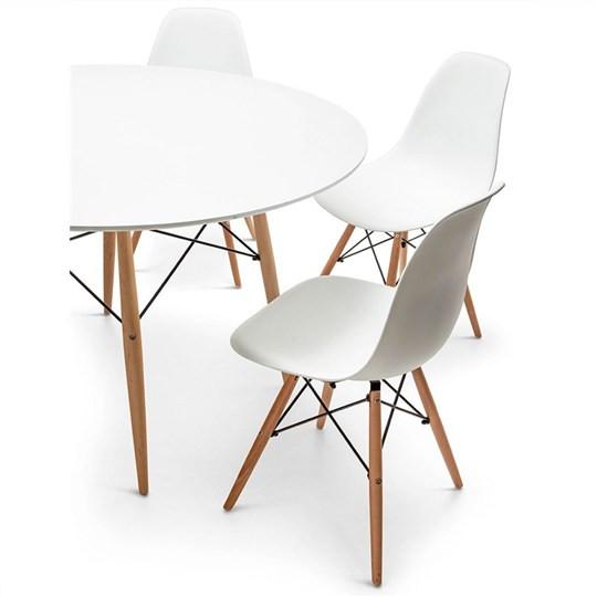 Eames Style DSW Table 100cm (White / Natural Frame) - Nathan Rhodes Design