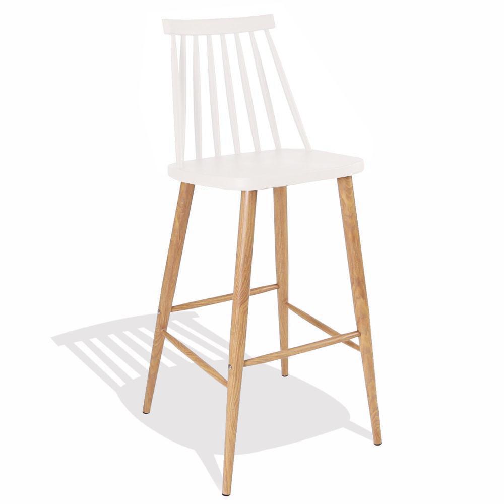 Nordic Bar Stool (White / Wood Metal Frame) - Nathan Rhodes Design