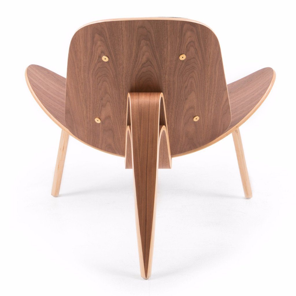 Wegner Style Shell Chair (Black Tweed / Natural Walnut Frame) - Nathan Rhodes Design
