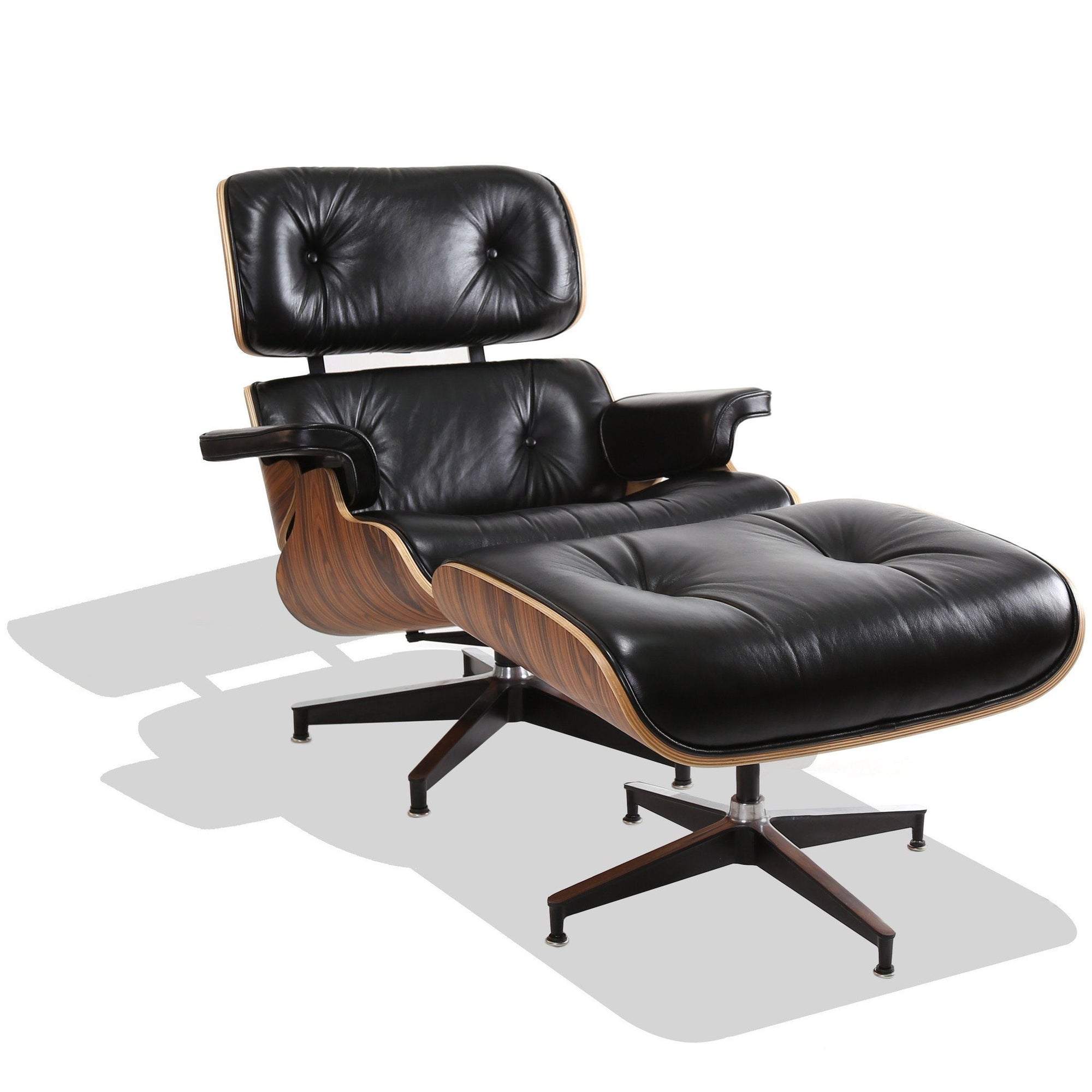 Eames Style Lounge Chair (Black Leather/Walnut Frame) - Nathan Rhodes Design
