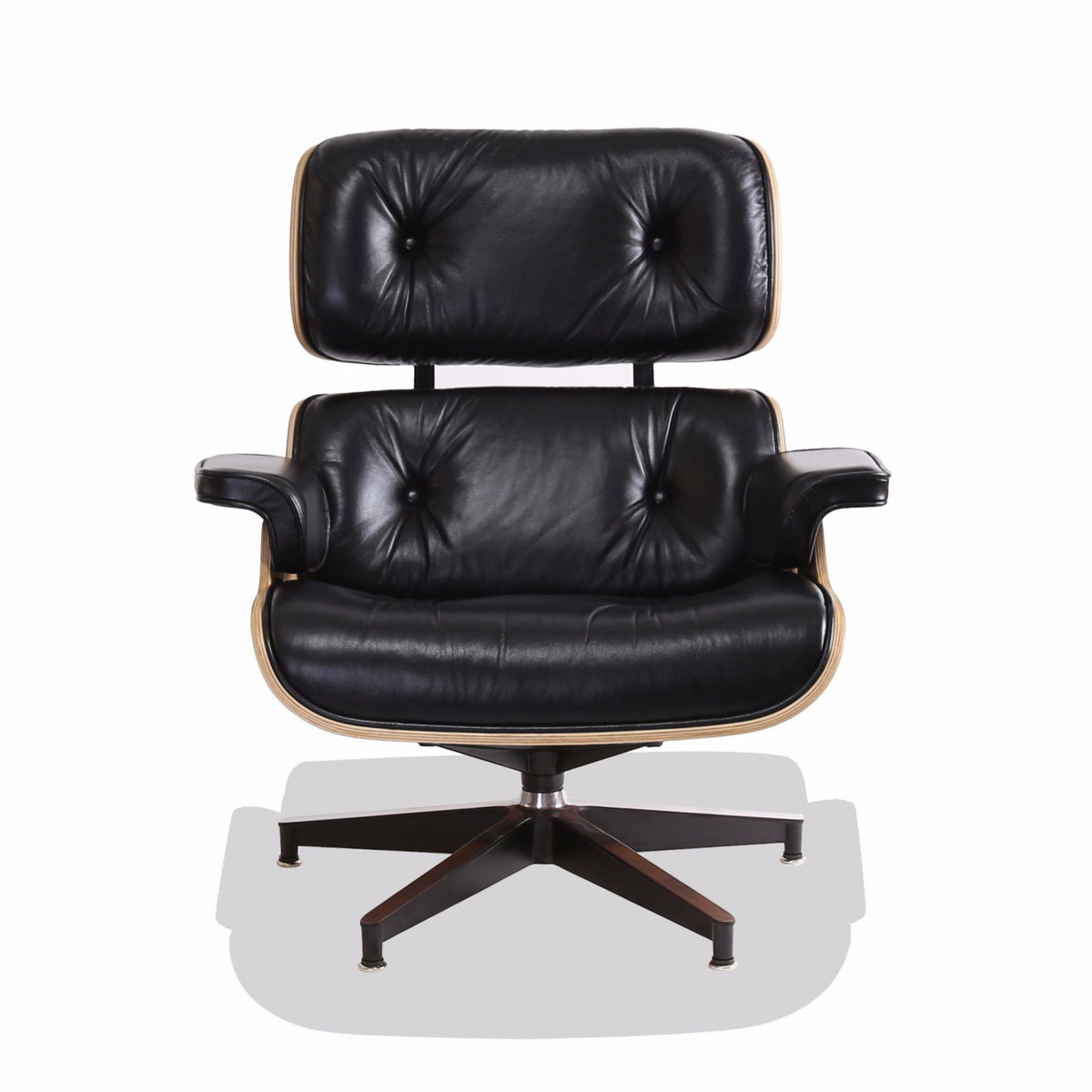 Eames Style Lounge Chair (Black Leather/Walnut Frame) - Nathan Rhodes Design