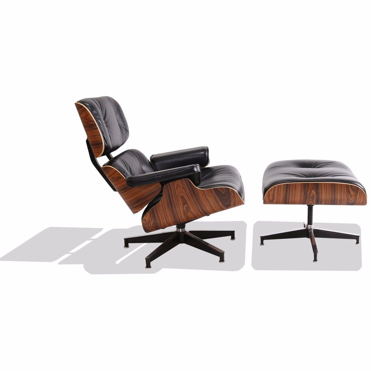 Eames Style Lounge Chair (Black Leather/Walnut Frame) - Nathan Rhodes Design