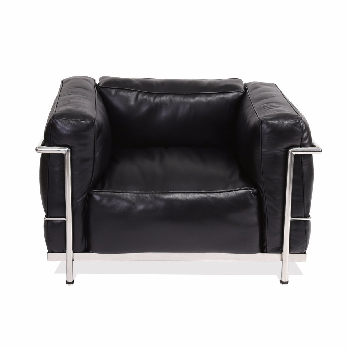 Le Corbusier Style Grand Comfort LC3 (Black Leather/Aluminium Frame) - Nathan Rhodes Design