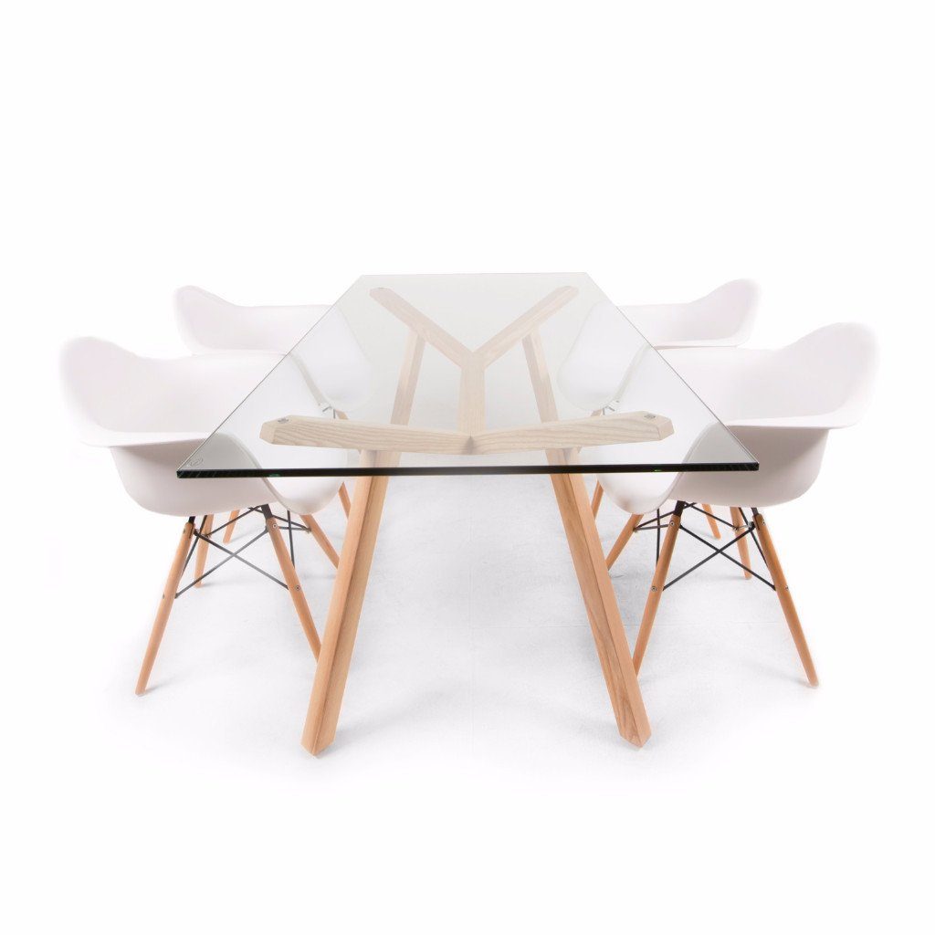 Sean Dix Style Forte Dining Table 180cm (Glass / Natural Ash Frame) - Nathan Rhodes Design