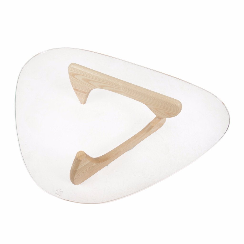 Noguchi Style Coffee Table (Glass/Solid Ash Frame) - Nathan Rhodes Design