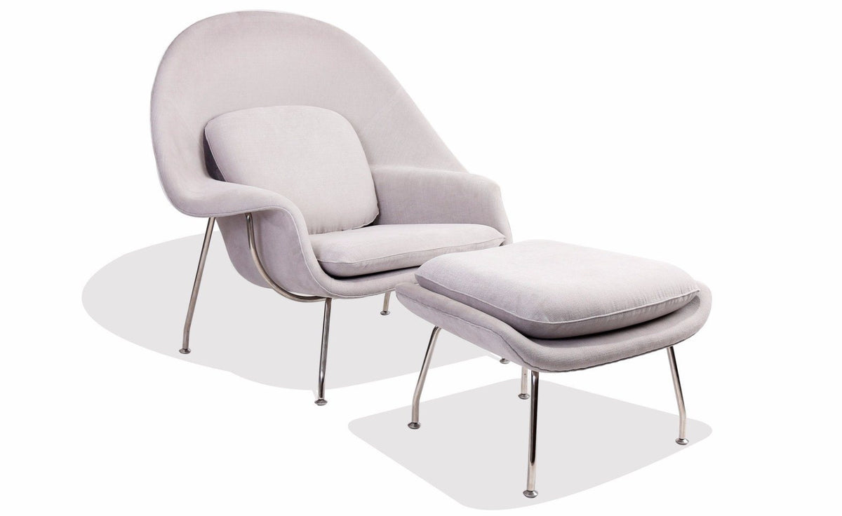 Womb Chair &amp; Ottoman Set (Dark Grey Fabric) - Nathan Rhodes Design
